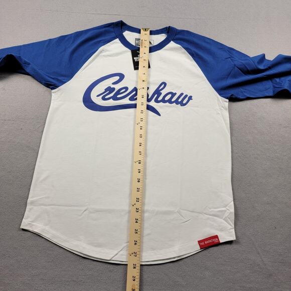 The Marathon Clothing Crenshaw Shirt Mens Small White Royal Raglan MRT88618 - Picture 9 of 10